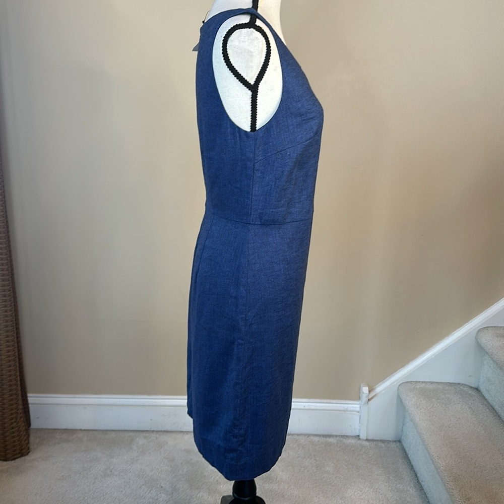 Banana Republic Classic Blue Herringbone Linen Blend Dress - Picture 7 of 13